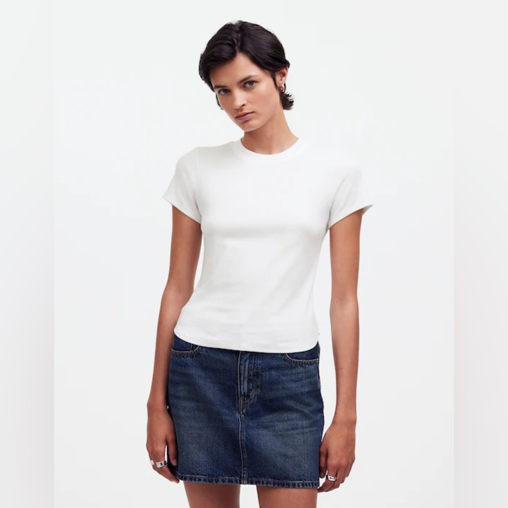 MADEWELL (Re)generative Cotton Ribbed Crewneck Tee - size Small